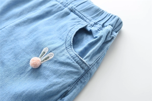 Летняя джинсовая юбка, шорты, штаны, мультяшный милый тонкий кролик, эластичная талия