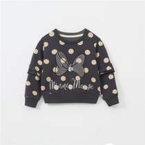 Childrens clothes Spring and Autumn New European and American style bow jacket animation pullover top wave dot foreign style thin 7 years old