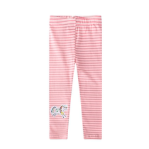 Pink striped unicorn leggings girl baby cotton thin spring and autumn stretch tight pants trousers leather band