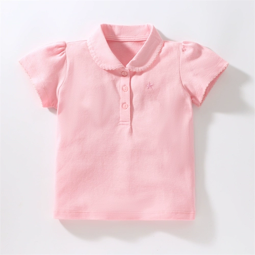 Детская хлопковая футболка polo, розовый летний стиральный порошок для раннего возраста, короткий рукав, в западном стиле
