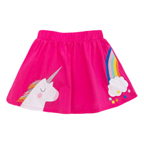Summer girl cotton short skirt red unicorn casual cartoon skirt baby baby dress 1 - 8 years old