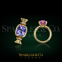 18 karat jewellery (custom) natural multicolor Sapphire 18K winnings asymmetric earrings