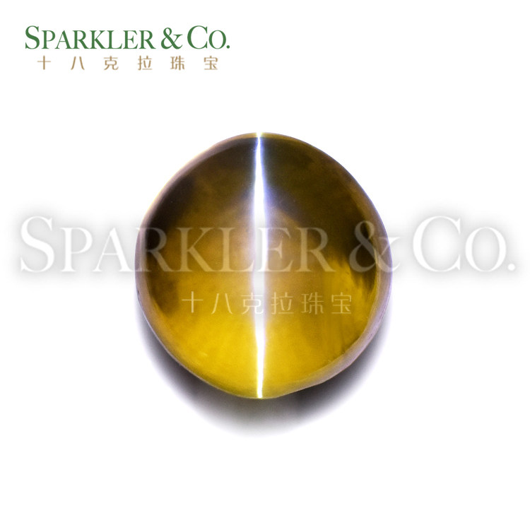 Spot) International certificate 4 04 carat natural no handling honey yellow gold green cat eye nude stone ring pendant