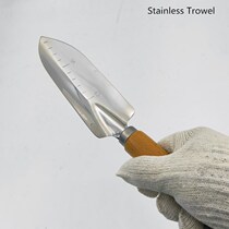 Large number wooden handle stainless steel flower shovel transplanting gardening shovel with scale flower shovel bonsai potted small shovel garden tool