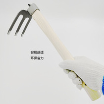 Full steel tri-tooth rake hoe Qinggang handle sheet hand flower hoe Hoe Pine Soil Harrowing Seed Plant Garden Hoe Small Claw Hook