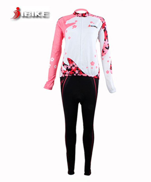 Sakura fleece thickened cycling clothing cycling suit IBIKE women's long-sleeved sports cycling clothing