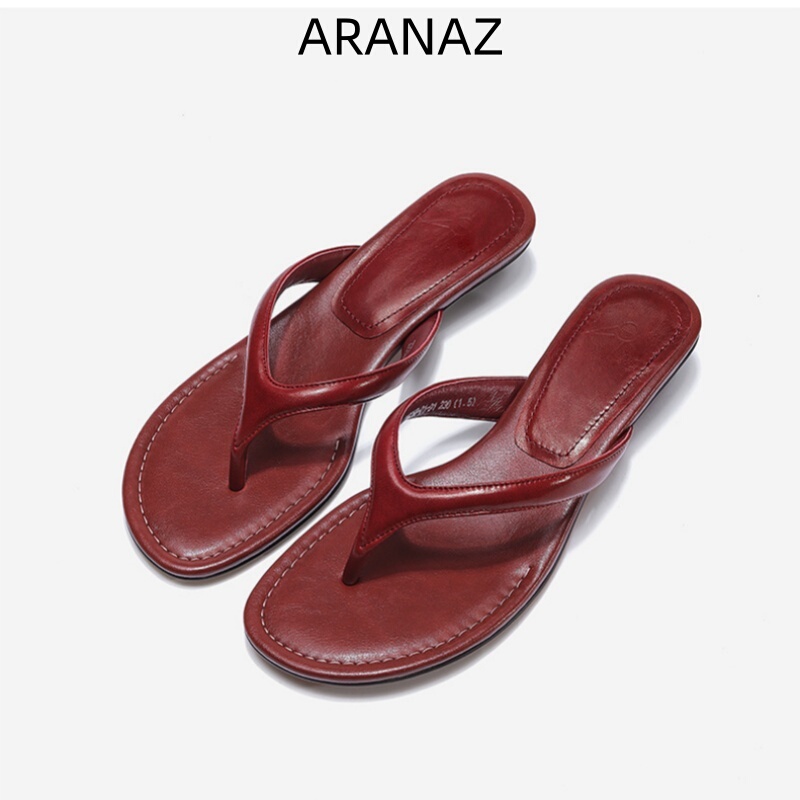 Aranaz French Resort Style Cat Heel Thong Sandals for Women 2026 New Backless Roman Sandals for Women