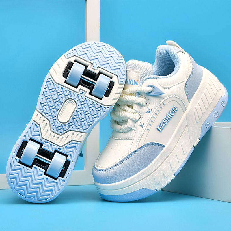 Cheap Children's Four-Wheel Roller Shoes, Double-Row Girls' Invisible Retractable Roller Skates, Boys' Student Sports Eight-Wheel Skates