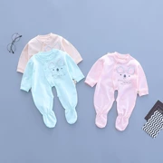 Trẻ sơ sinh túi chân quần áo chân bé điều hòa không khí phù hợp với trẻ sơ sinh cotton dài tay với chân - Áo liền quần