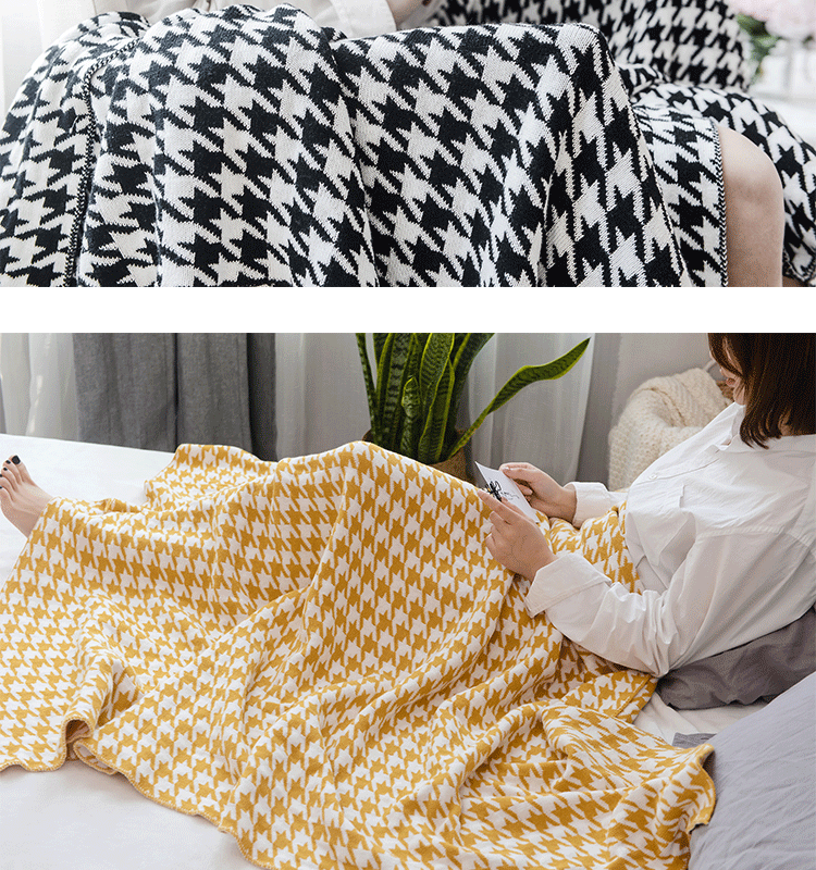 Đan houndstooth chăn bông len chăn văn phòng ngủ điều hòa chăn sofa mùa xuân hè mùa thu giản dị chăn - Ném / Chăn chăn lông cừu loại dày