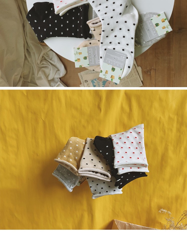 Mùa xuân hè retro chấm bi nữ vớ phiên bản Hàn Quốc của gió uốn cong polka dot cotton nữ ngắn ống dài - Bít tất nữ vớ nike