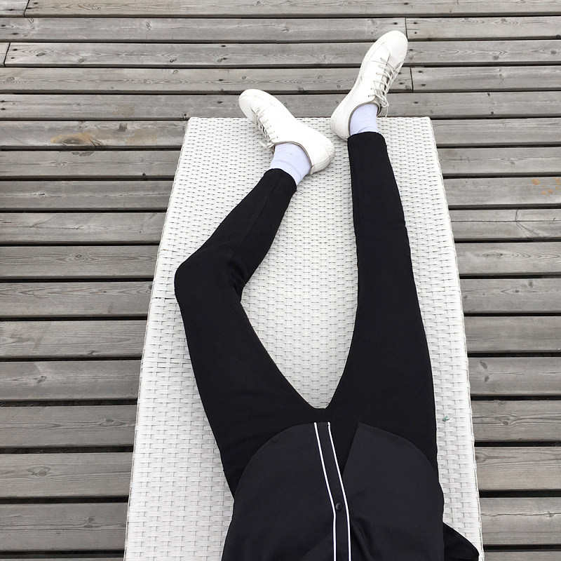 潮牌黑色弹性修身型牛仔裤紧身铅笔裤韩版潮流小脚裤休闲男裤子长