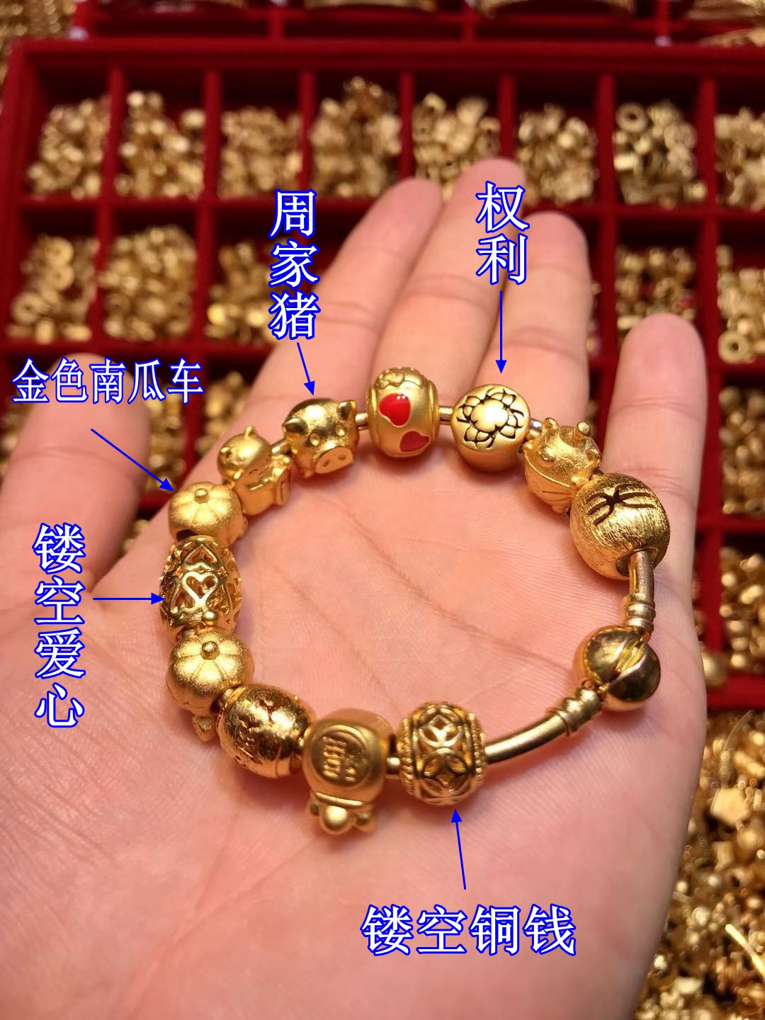 Pan nhà phong cách mạng đỏ tự làm đính cườm chuyển hạt phiên bản Hàn Quốc của phong cách châu Âu và Mỹ đơn giản phụ kiện cơ bản vòng đeo tay - Vòng đeo tay Cuff các mẫu vòng đeo tay bằng vàng 18k