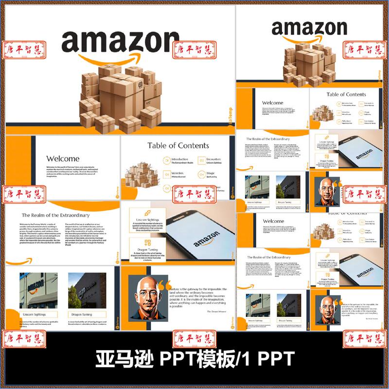 Amazon E-Commerce Mall English Version Ppt Template Editable Work Plan