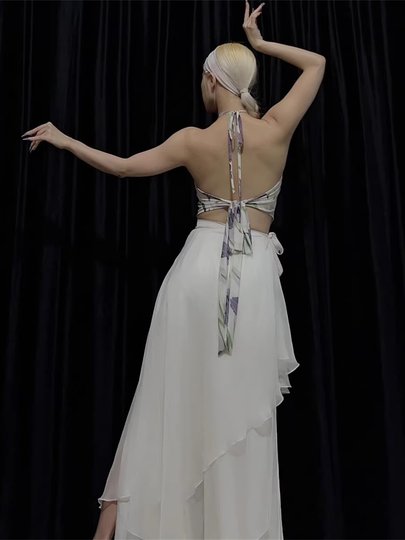 ROUR【挂脖肚兜】肉肉老师背心绑带吊带气质印花中国舞蹈挂脖上衣