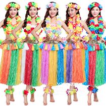 Hawaiian hula garland performance suit Adult male and female hula dance costume 80cm2 layer thick skirt