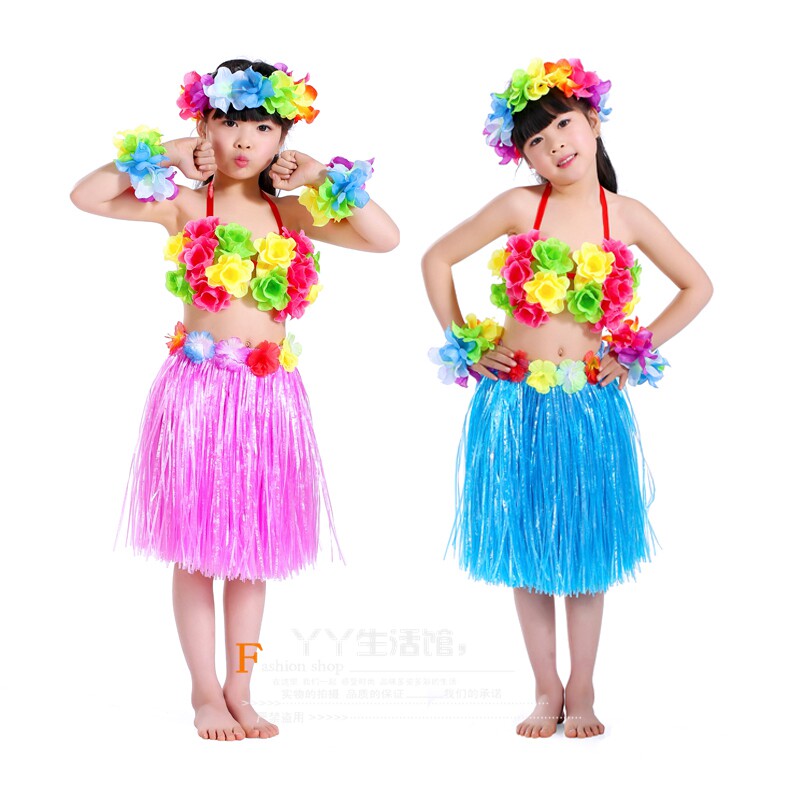 Children's grass skirts dance performance Costume Performance Suit Dance Costumes Children Kindergarten Performance 40cm