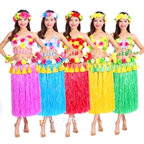 Hawaiian hula garland performance suit Adult male and female hula dance costume 80cm2 layer thick skirt