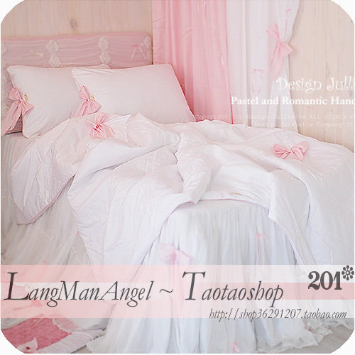 South Korea Thickened Bed Supplies Pure Cotton Four Pieces Milky White Fantasy Princess Bed Goods Pure Color Bed Goods