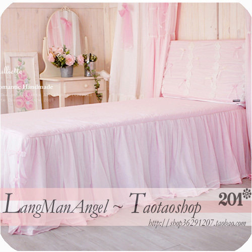 Korean Romantic Angel Bed Bedding Pure Cotton Twill Double Lace Net Princess Bed Skirt With Bed
