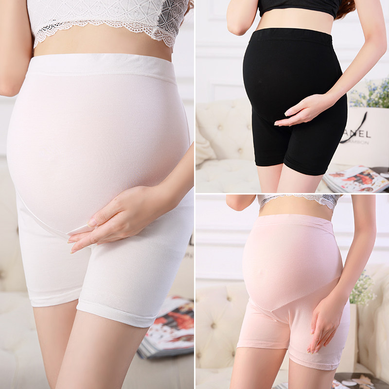Pregnant women's inner pants summer thin section belly support adjustable lace lace flat mouth three-point safety shorts anti-glare