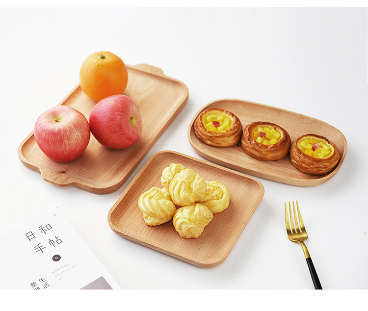 Mới toàn bộ gỗ Bộ đồ ăn Nhật Bản gỗ rắn ăn sáng bánh mì cà phê cốc nước khay hình chữ nhật tấm gỗ khay tra go
