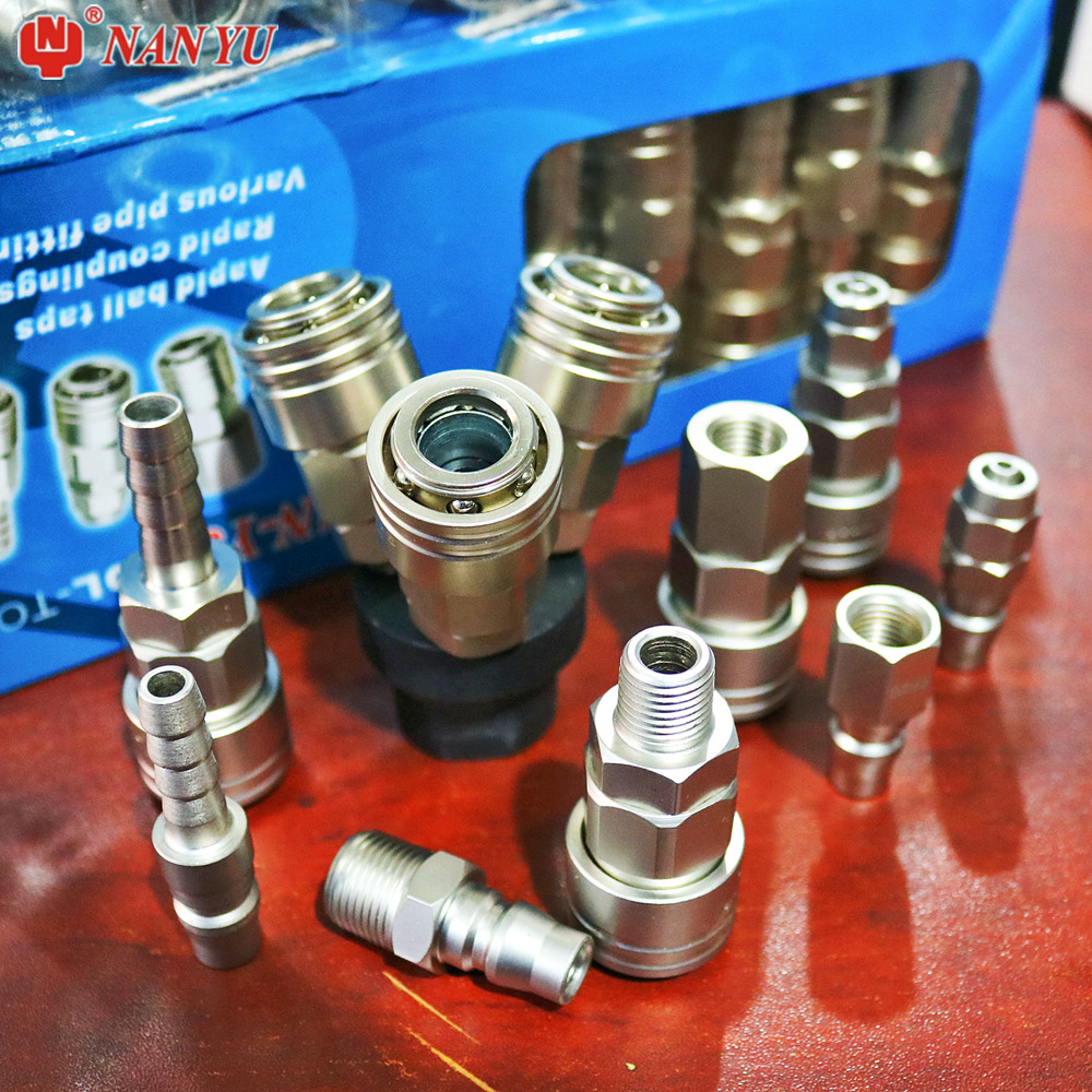 Taiwan Nan Yu Pneumatic Steel Quick Windpipe Connection Head Lock Tube Long Tail Insert Core Gas Pump Pneumatic Wrench Tripods Head