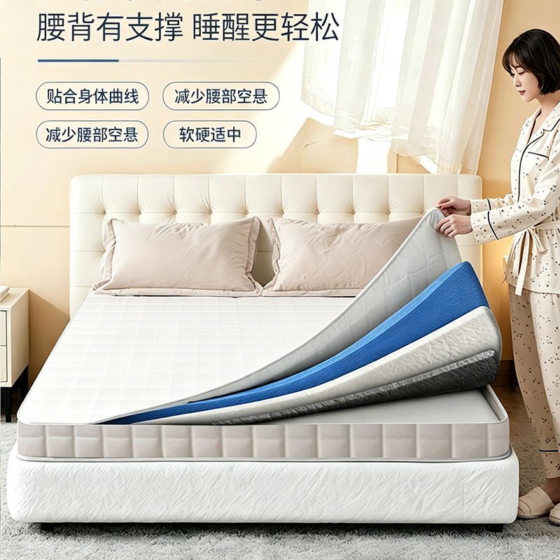 Fully Detachable Washable Mattress with Bio-Based Sponge, 3D Air Fiber, Moderate Softness and Firmness, and Independent Pocket Spring Mattress