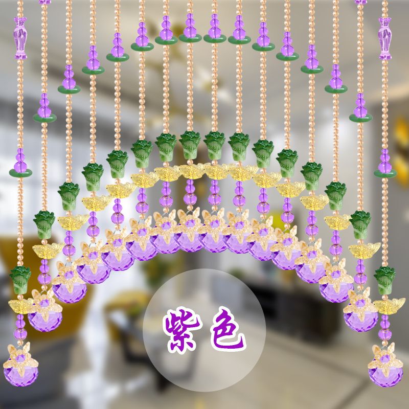 Crystal Bead Curtain Decoration Door Curtain, New Style European-Style Partition Curtain for Living Room, Bedroom, Balcony, Home Use, No-Drill Crown Design