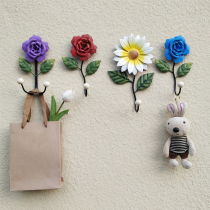 Creative rose door entrance key hook small daisy door coat hook kitchen bathroom decorative wall hook