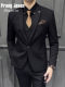 High-End Striped Men's Suit Set Business Casual Formal Wear Wedding Groom Suit Three-Piece Slim Fit Dress Suit for Men