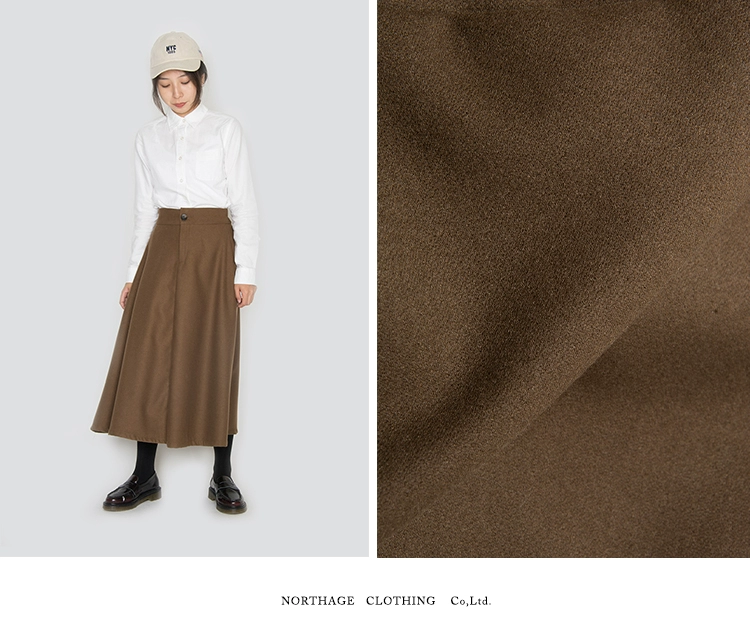 Northage 18aw Women Fall and Winter College Wind Wool Caramel Eo Eo Váy Váy chân váy xếp ly đen