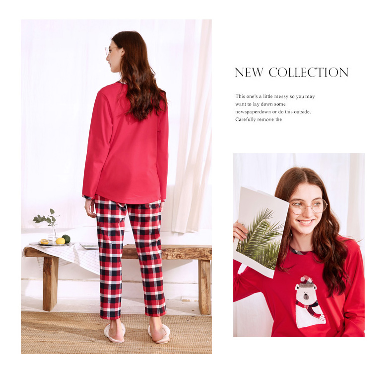[Mã phá vỡ 钜 惠] Bộ đồ ngủ cotton dài tay tiêu chuẩn Mỹ phù hợp với phụ nữ cotton mùa xuân và mùa thu có thể được mặc bên ngoài dịch vụ gia đình trong năm nay đồ ngủ khủng long