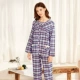 Bộ đồ ngủ cotton dài tay tiêu chuẩn Mỹ mới cho nam và nữ mùa xuân hè có thể mặc đồ cotton kẻ sọc đồ ngủ phim hoạt hình