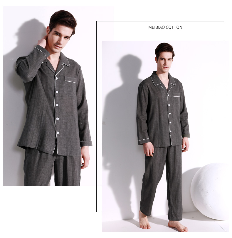 Bộ đồ ngủ cotton nam dài tay 2018 chuẩn xuân hè 2018 mới có thể mặc ngoài nhà dịch vụ cotton áo ngủ nam dài tay