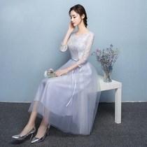 Spring and summer high school students host piano competition performance Small dress long bridesmaid dress gauze skirt girl child