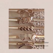  Elastic belt Japanese Korean style wild girl heart gold bow heart-shaped rose flower metal sweater waist chain