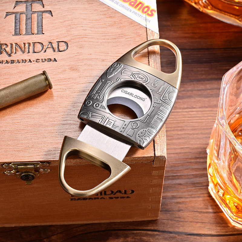 CIGARLOONG Eggplant cigar cut stainless steel sharp double-edged cigar scissors dazzling personality fit fine leather jacket-Taobao