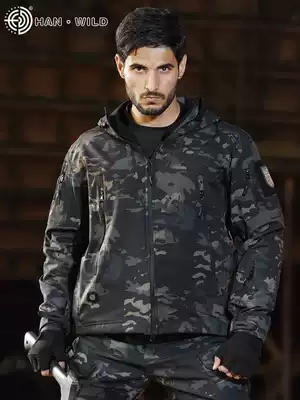 Autumn and winter shark soft shell plus velvet ACU camouflage suit suit Python dark night windproof waterproof mountaineering ski suit