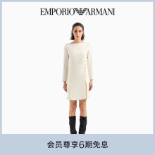 EMPORIO ARMANI/ARMANI 2024 Summer New Women's Boat Neck Long Sleeve Button Diagonal Front Dress