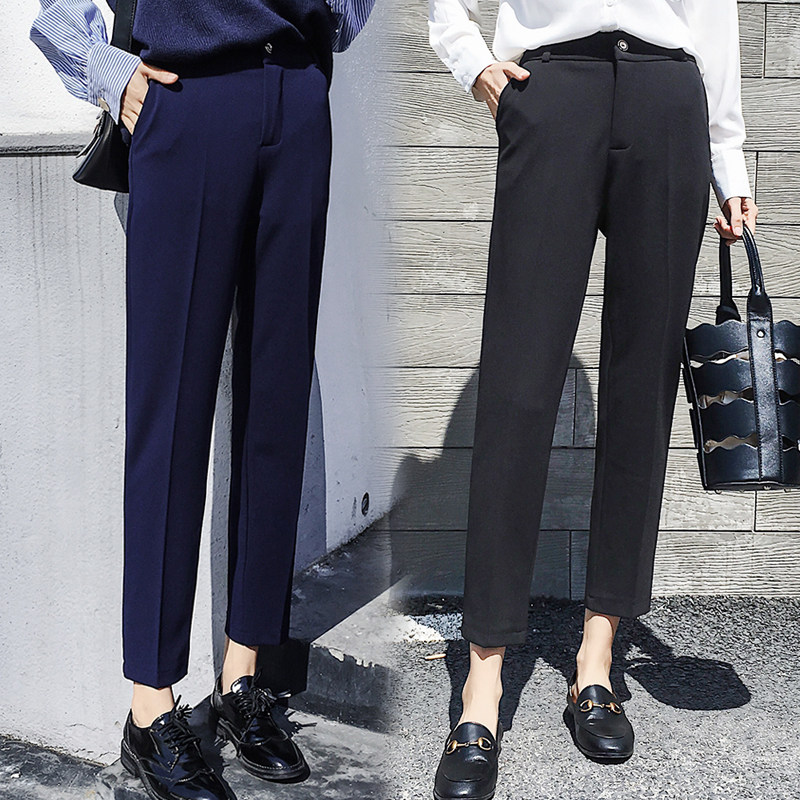 Suit pants women's autumn 2022 new ninth pants loose black cigarette pants high waist casual pants small feet harem pants