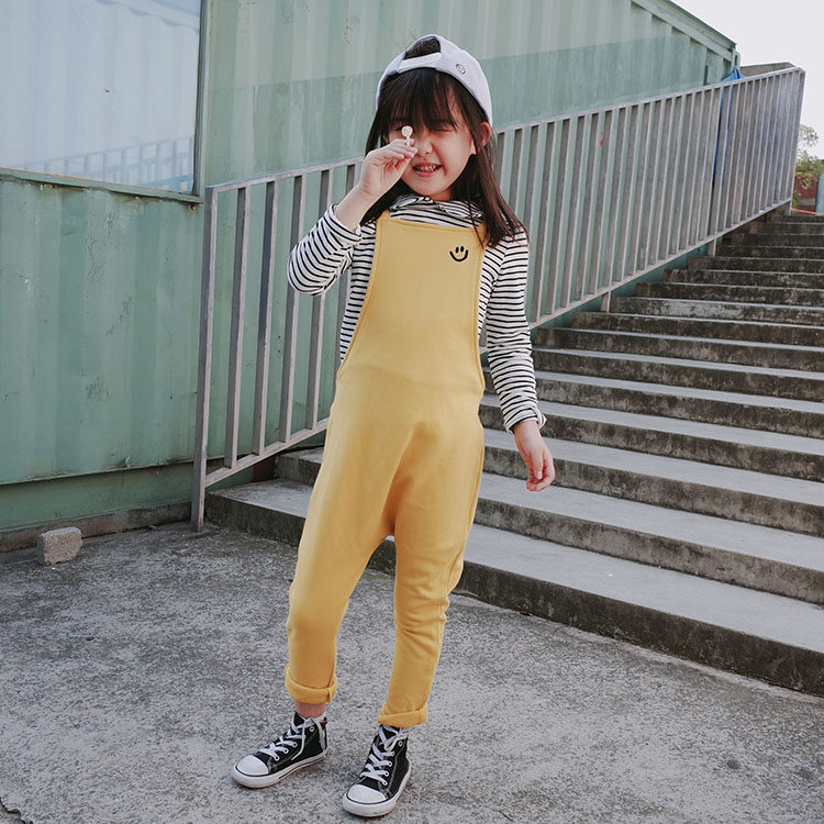 Doll Aimei Autumn New Custom Men's and Women's Big Kids Jumpsuit Sling Baby Bag Pants Korean Version All-match Cotton Loose