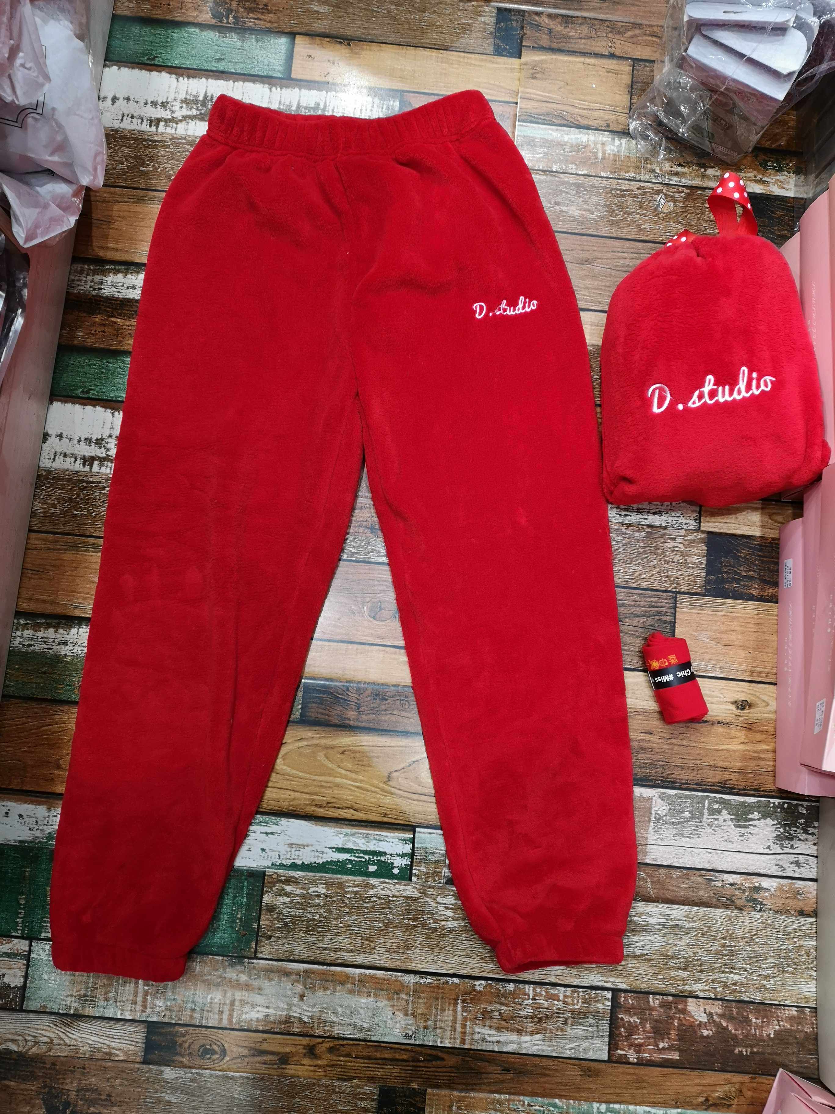 Red Warm Pants New Year Mark Winter Days Corals Suede Bunches Wide 100 Hitch Home Casual Gross Underpants Red