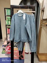 Pajamas women autumn and winter plus velvet padded casual Coral fleece two-piece warm velvet set flannel home clothing 2108