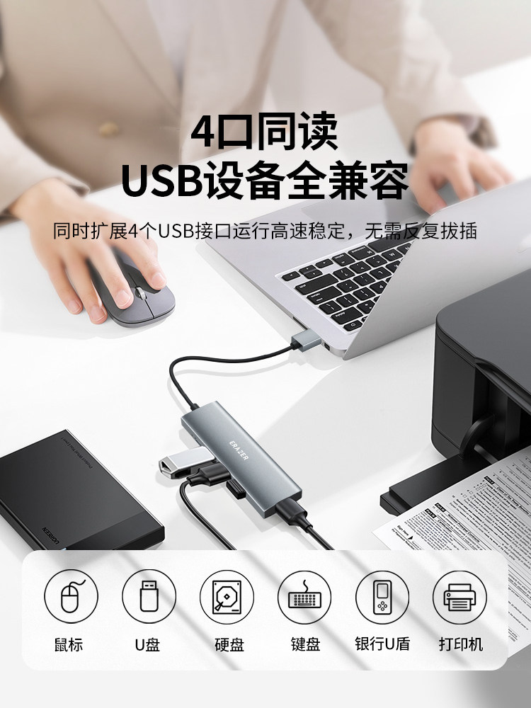 Lenovo Eco Brand High-Speed USB Expander Splitter Usb3.0 Multi-Port Type-C Powered Long Cable Expansion Dock Hub Lenovo Xiaoxin Laptop Adapter