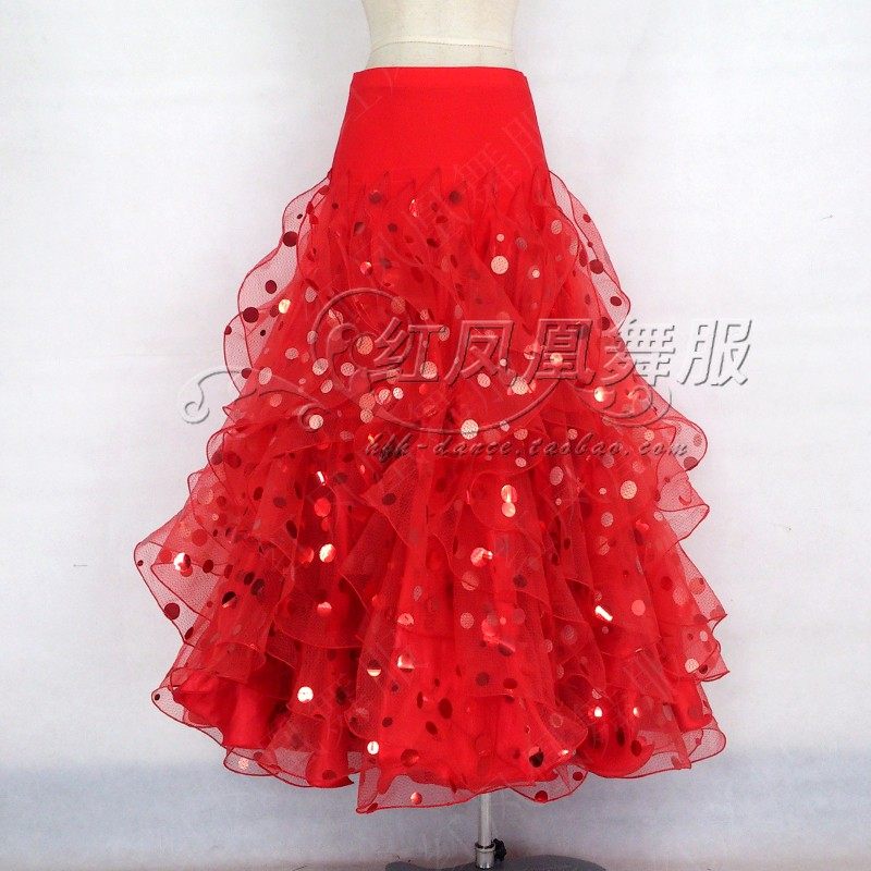 Red Phoenix High-end Custom Morden Dance Practice Dresses National Standard Square Social Dance Half Body Dress LBR71