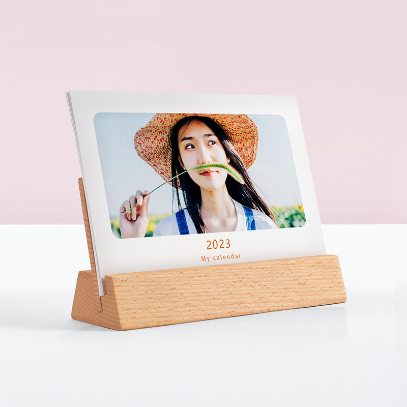 2023 Solid Wood Photo Table Customized Photo Calendar of Wooden Mountain Taiwan Customized Photo Customized Photo Calendar for Enterprise Enterprise Advertising
