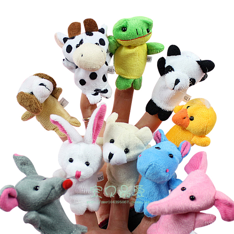 Mini 10 pieces set of small animals refer to Puppet Children's gloves Mao suede Toy toy Kindergarten early stage performance