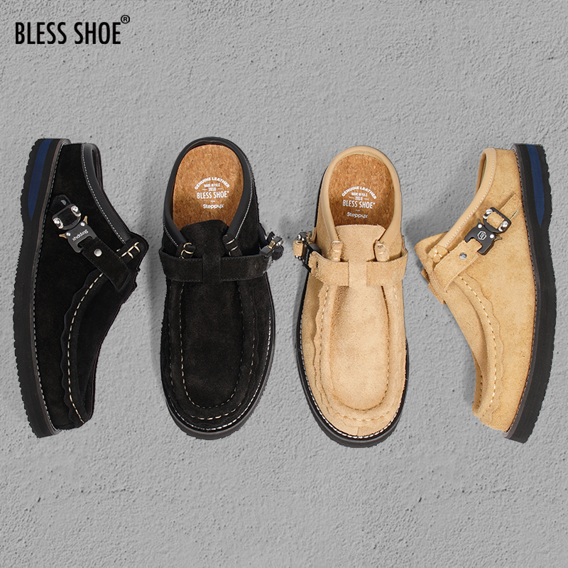 Bless Shoe for Steppy Special Edition Wallabee Mules Genuine Leather Kangaroo Slippers Closed-Toe Slippers Bless Shoe for Steppy Special Edition Wallabee Mules Genuine Leather Kangaroo Slippers Closed-Toe Slippers