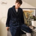 Áo ngủ Qingtong mùa thu và mùa đông flannel đồ ngủ san hô cashmere nam áo choàng tắm dày phần dài dịch vụ nhà quần áo ngủ nữ Night Robe